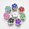 Platinum Plated Alloy European Beads, with Enamel, Large Hole Beads, Flower, Mixed Color, 11x8.5mm, Hole: 4.5mm