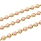Brass Link Chains, with Enamel, Spool, Long-Lasting Plated, Unwelded, Flat Round, Golden, Pink, Links: 9x6x1.5mm