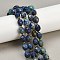 Natural Chrysocolla and Lapis Lazuli Beads Strands, Faceted, Oval, with Seed Beads, 9x10mm, Hole: 1.2mm, about 32pcs/strand, 15.75''(40cm)