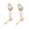 Brass Micro Pave Clear Cubic Zirconia Link Connectors, with Shell, Nickel Free, Flower, Real 18K Gold Plated, 33.5x11.5x4mm, Hole: 0.9mm