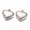 Non-Tarnish 304 Stainless Steel Pendants, Puffed Heart, Jewelry Making, for Women, Stainless Steel Color, 16x16x3.5mm, Hole: 1.6mm