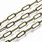 Brass Paperclip Chains, Flat Oval, Drawn Elongated Cable Chains, Soldered, with Spool, Cadmium Free & Nickel Free & Lead Free, Antique Bronze, 11x4.3x0.7mm, about 6.56 Feet(2m)/roll