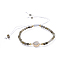 Adjustable Natural Indian Agate Braided Bead Bracelets, with Natural Druzy Agate Links and Round Beads, Faceted, 2 inch(5cm)