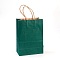 Pure Color Kraft Paper Bags, with Handles, Gift Bags, Shopping Bags, Rectangle, Green, 15x8x21cm