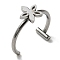 Non-Tarnish 304 Stainless Steel Eyebrow Ring, Lip Piercing and Nose Studs Body Jewelry, Flower, Stainless Steel Color, 11x12mm, Pin: 1mm