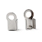 Tarnish Resistant 304 Stainless Steel Fold Over Crimp Cord Ends, Stainless Steel Color, 8x4x3mm, Hole: 2mm, 3x5mm inner diameter