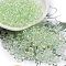 6/0 Inside Colours Glass Seed Beads, Teardrop, Pale Green, 4.5~5x3.5~4x4~5mm, Hole: 1mm, about 88pcs/10g