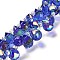 Electroplate Glass Beads Strands, Teardrop, Royal Blue, 10~11x8mm, Hole: 1mm, about 93pcs/strand, 62cm