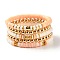 5Pcs 5 Style Synthetic Hematite & Polymer Clay Heishi Beads Stretch Bracelets Set, Yoga Surfering Stackable Bracelets for Women, PeachPuff, Inner Diameter: 2-1/8~2-1/4 inch(5.5~5.7cm)