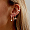 6 Pairs Brass Earring Sets, with Clear Cubic Zirconia & Imitation Pearl, Starfish & Round & Fishtail & Shell Shape, Real 18K Gold Plated, 21~24x5~16mm