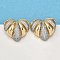 Brass Micro Pave Clear Cubic Zirconia Stud Earrings for Women, Heart, Platinum & Golden, 25x29mm