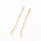 Brass Chain Links connectors, Nickel Free, Real 18K Gold Plated, 35x3x1mm, Hole: 1.5mm