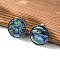 304 Stainless Steel Stud Earrings, with Shell, Flat Round, Stainless Steel Color, 20mm
