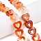 Natural Agate Beads Strands, Hollow Heart, 10x10x3~4mm, Hole: 1mm, about 20pcs/strand, 7.48 inch(19cm)
