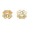 Brass Pave Clear Cubic Zirconia Bead Cap, Nickel Free, Flower, 4-Petal, Real 14K Gold Plated, 8x8x3mm, Hole: 1.2mm