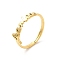 Ion Plating(IP) 304 Stainless Steel Word Adjustable Ring, Real 18K Gold Plated, Inner Diameter: 17mm