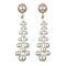 Shell Pearl Beaded Teardrop Dangle Stud Earrings, Brass Jewelry, White, 58~59.5x16mm