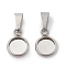 304 Stainless Steel Pendant Cabochon Settings, Flat Round, Stainless Steel Color, Tray: 6mm, 17x8x3.5mm, Hole: 2.5x6mm