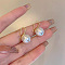 Alloy Imitation Pearl Dangle Earrings, Round, Golden