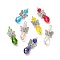 Alloy Butterfly & Glass Connector Charms, with Iron Findings, Mixed Color, 34.5x15x9mm, Hole: 1.8mm