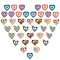 45Pcs 9 Style Elite Alloy Enamel Pendants, Light Gold, Heart, Mixed Color, 21~23x18~21.5x1.5mm, Hole: 1.6~2mm, 5pcs/style