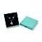 Paper with Sponge Mat Necklace Boxes, Square, Turquoise, 9x9x1.6cm, Inner Diameter: 8.3x8.3x1cm