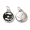 304 Stainless Steel Enamel Pendants, with Jump Ring, Flat Round with Constellation, Stainless Steel Color, Pisces, 20.5x17x2.5~3.5mm, Hole: 4x6mm
