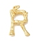 Rack Plating Brass Pendants, Long-Lasting Plated, Cadmium Free & Lead Free, Real 18K Gold Plated, with Jump Ring, Letter R, 37.5x25.5x8.5mm, Hole: 5mm