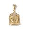Brass Micro Pave Clear Cubic Zirconia Pendants, Cadmium Free & Nickel Free & Lead Free, Rack Plating, Church, Real 18K Gold Plated, 37.5x23x2.5mm, Hole: 4x6mm