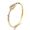 Brass Micro Pave Clear Cubic Zirconia Hinged Bangles for Women, Real 18K Gold Plated, Flower, Inner Diameter: 2-1/4 inch(5.6cm)