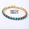 Hip-hop Brass Micro Cubic Zirconia Link Chain Bracelets for Men and Women, Dodger Blue, 7-5/8 inch(19.5cm)