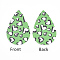 PU Leather Big Pendants, teardrop, with Heart Pattern, For Valentine's Day Jewelry Making, Green, 56x37x1.5mm, Hole: 1.2mm