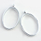 Rack Plating Alloy Oval Open Back Bezel Pendants, For DIY UV Resin, Epoxy Resin, Pressed Flower Jewelry, Cadmium Free & Nickel Free & Lead Free, Platinum, 39x23.8x3.5mm, Hole: 2.8mm, Inner Diameter: 31.2x20.8mm