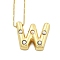Brass & Plastic Pearl Letter Pendant Box Chain Necklaces for Women, Real 18K Gold Plated, Letter W, 17.64 inch(44.8cm)