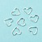 Brass Linking Rings, Long-Lasting Plated, Cadmium Free & Lead Free, Heart, 925 Sterling Silver Plated, 8.5~9x9x1mm, Inner Diameter: 6x8mm