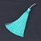 Nylon Tassel Big Pendants, Cyan, 105x11mm