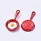 Alloy Enamel Pendants, Pan with Fried Egg/Poached Egg, Red, 28x4~14.5x1.5~3mm, Hole: 1.5mm