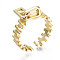 Brass Cuff Rings, Open Rings, Nickel Free, Zipper, Real 16K Gold Plated, US Size 7 1/4(17.5mm)