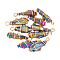 10Pcs Electroplated Raw Rough Natural Quartz Crystal Copper Wire Wrapped Pendants, Teardrop Charms with Golden Tone Brass Star Beads, Rainbow Plated, 25~33x9x8~9mm, Hole: 3mm