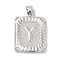 Rack Plating Brass Pendants, Long-Lasting Plated, Lead Free & Cadmium Free, Square with Letter Charms, Letter Y, 24x17x2.5mm, Hole: 4x3.5mm