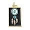 Brass Micro Pave Cubic Zirconia Pendant with Enamel, Cadmium Free & Nickel Free & Lead Free, Rectangle, Black, 45.5x25.5x2.5mm, Hole: 4.5mm