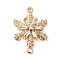 Brass Pave Clear Cubic Zirconia Connector Charms, Cadmium Free & Nickel Free & Lead Free, Snowflake Links, Real 18K Gold Plated, 20x14x5mm, Hole: 1.4mm