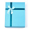 Cardboard Jewelry Necklace Boxes, with White Sponge, for Jewelry Gift Packaging, Rectangle with Bowknot, Light Sky Blue, 16x12x3.1cm, inside: 15.2×11.2cm.