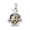 Natural Dalmatian Jasper Pendants, with Alloy and Iron Findings, Penguin, Platinum, 34x23.5x7mm, Hole: 8x4mm