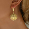 Elegant 201 Stainless Steel Texture Flower Dangle Earrings, Golden, 52x27mm