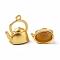 Rack Plating Alloy Pendants, Cadmium Free & Lead Free & Nickle Free, Teapot Charms, Matte Gold Color, 21x16.5x9.5mm, Hole: 1.7mm
