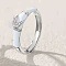 Bamboo Alloy Enamel with Crystal Rhinestone Adjustable Finger Rings, Platinum, White, Inner Diameter: Adjustable