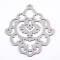 Tarnish Resistant 304 Stainless Steel Filigree Pendants, Flower, Stainless Steel Color, 35x30.5x0.5mm, Hole: 1mm, about 200~215pcs/bag