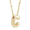 1pc Brass Chain with Alloy Letter Pendants Necklaces, Lead Free & Nickel Free & Cadmium Free, Golden, Letter C, 17.99~18.23 inch(45.7~46.3cm), pendants: 20~22.5x13~23mm