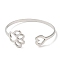 Non-Tarnish Hollow Dog Paw Print & Heart 304 Stainless Steel Cuff Bangles for Women, Stainless Steel Color, Inner Diameter: 2-1/4 inch(5.8cm)